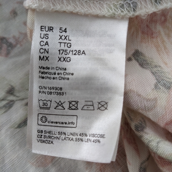 H&M Floral Linen Blend Dress Size XXL - Picture 8 of 8